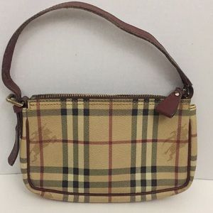 Authentic BURBERRY Haymarket check wristlet bag